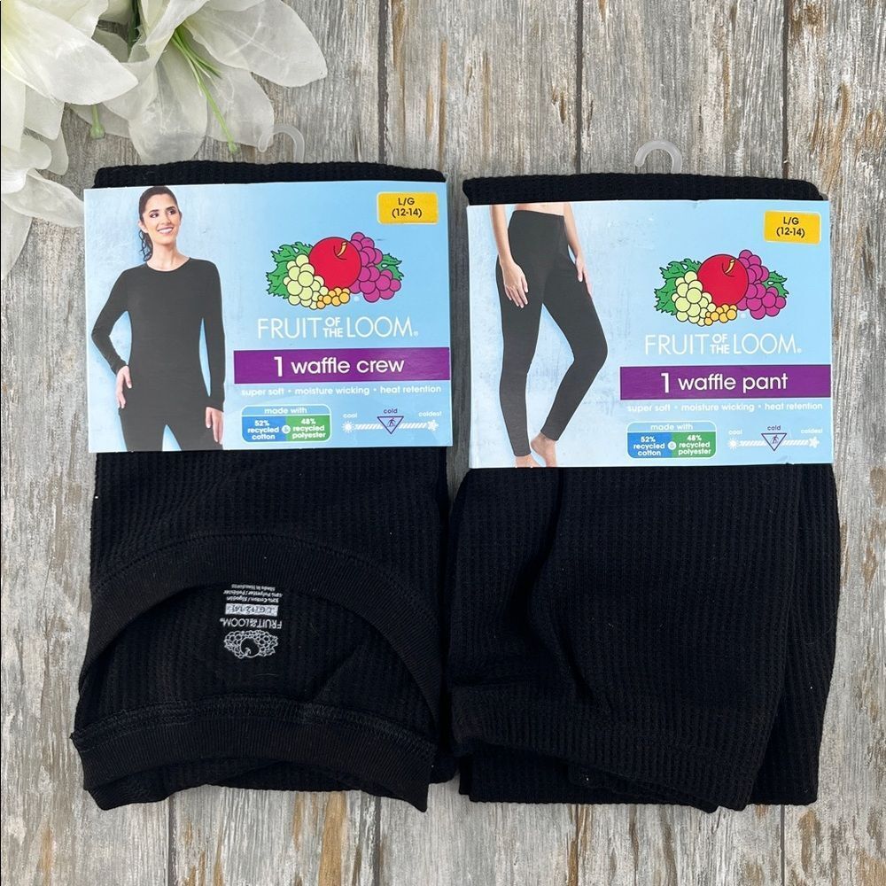 Women's Super Soft Waffle Thermal To & Bottom 2-Piece Set Size L